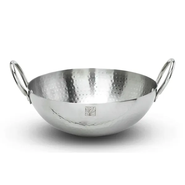 Stainless_Steel_Deep_Gol_Hammered_Kadhai_Without_lid,_Wired_Handle