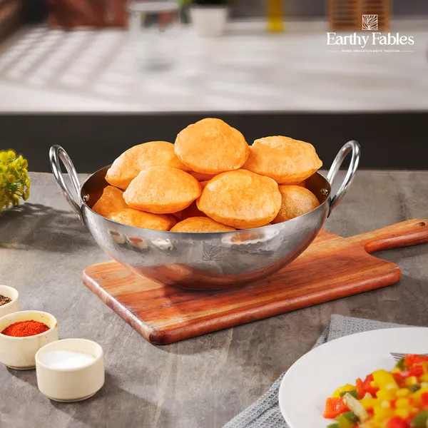 Stainless_Steel_Deep_Gol_Hammered_Kadhai_Without_lid,_Wired_Handle