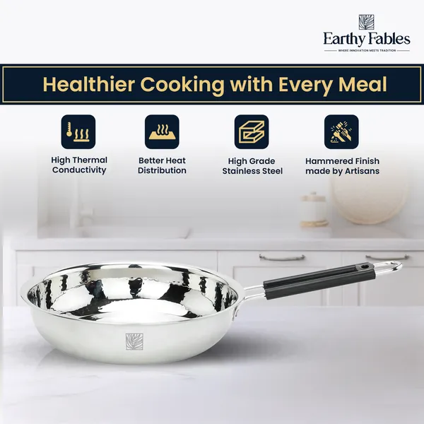 Stainless_Steel_Deep_Hammered_Frying_pan_Without_lid,_Black_Wired_Handle