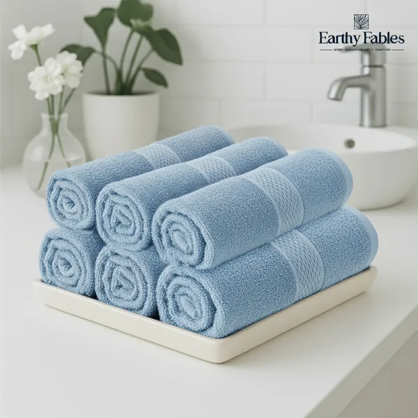 Sky_Blue_Hand_Towel_100%_Carded_Cotton_400_GSM_60X40_Cm_(Set_of_6)