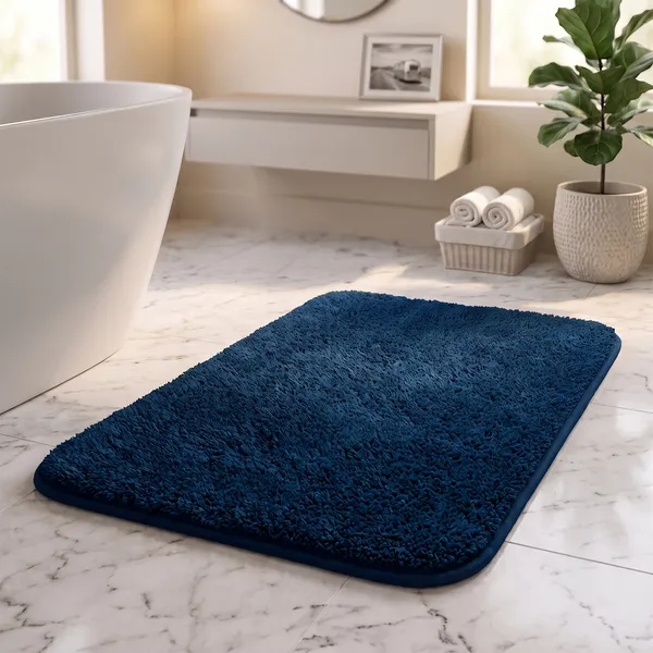 Navy_Blue_Cut_Pile_Bath_Mat_100%_Microfiber_1600_GSM_60x40_Cm_(Set_of_1)