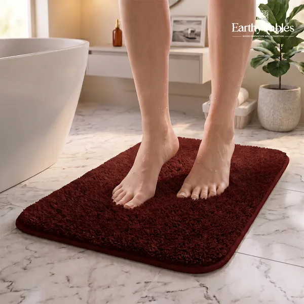 Maroon_Cut_Pile_Bath_Mat_100%_Microfiber_1600_GSM_60x40_Cm_(Set_of_1)