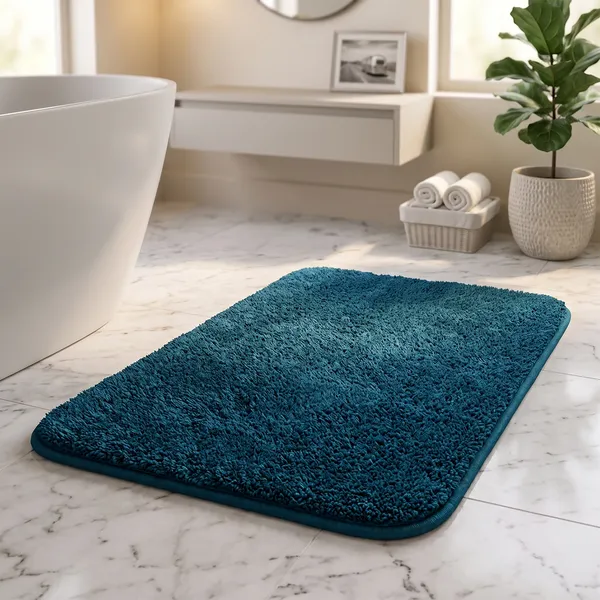 Teal_Cut_Pile_Bath_Mat_100%_Microfiber_1600_GSM_60x40_Cm_(Set_of_1)