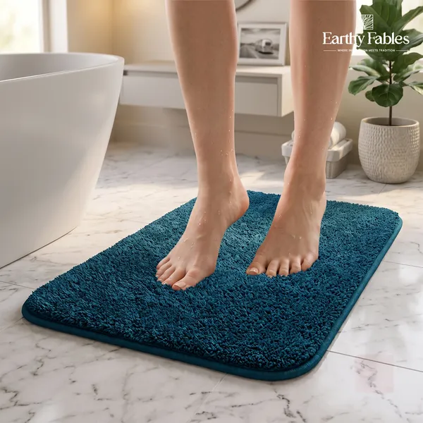 Teal_Cut_Pile_Bath_Mat_100%_Microfiber_1600_GSM_60x40_Cm_(Set_of_1)