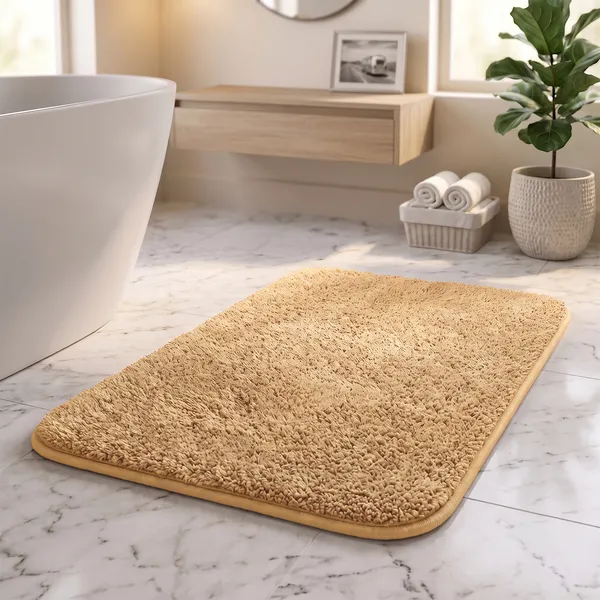 Beige_Cut_Pile_Bath_Mat_100%_Microfiber_1600_GSM_60x40_Cm_(Set_of_1)