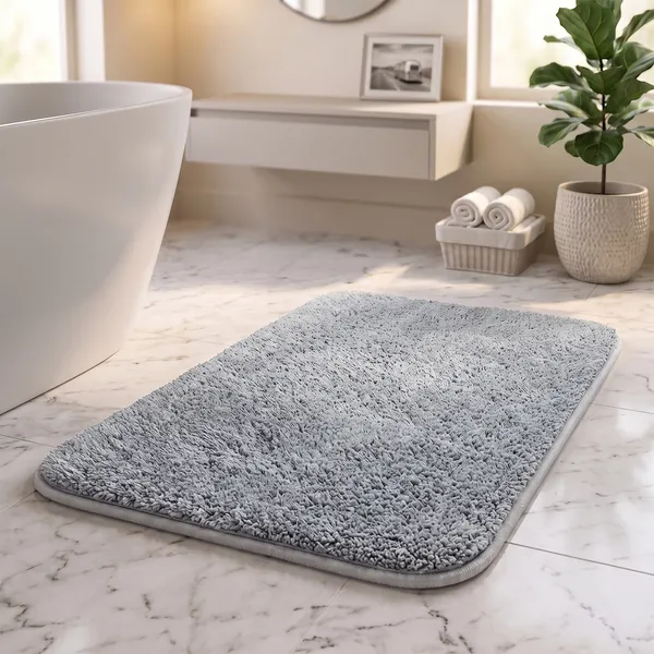 Grey_Cut_Pile_Bath_Mat_100%_Microfiber_1600_GSM_60x40_Cm_(Set_of_1)