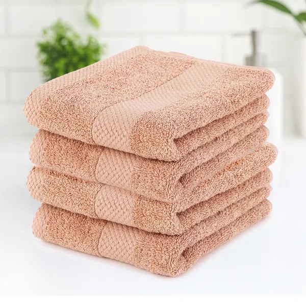 Peach_Hand_Towel_100%_Combed_Cotton_600_GSM_60x40_Cm_(Set_of_4)