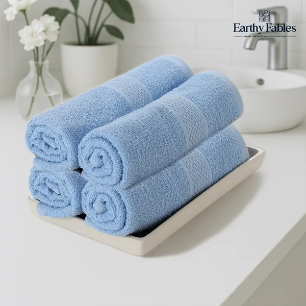 Sky_Blue_Hand_Towel_100%_Carded_Cotton_400_GSM_60X40_Cm_(Set_of_4)