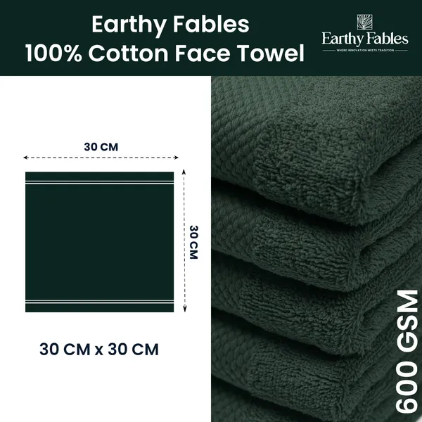 Castleton_Green_Face_towel_100%_Combed_Cotton_600_GSM_30X30_Cm_(Set_of_4)