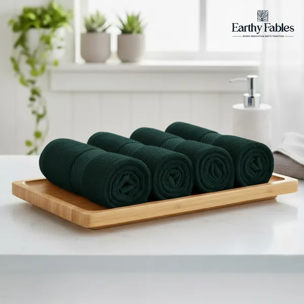 Castleton_Green_Face_towel_100%_Combed_Cotton_600_GSM_30X30_Cm_(Set_of_4)