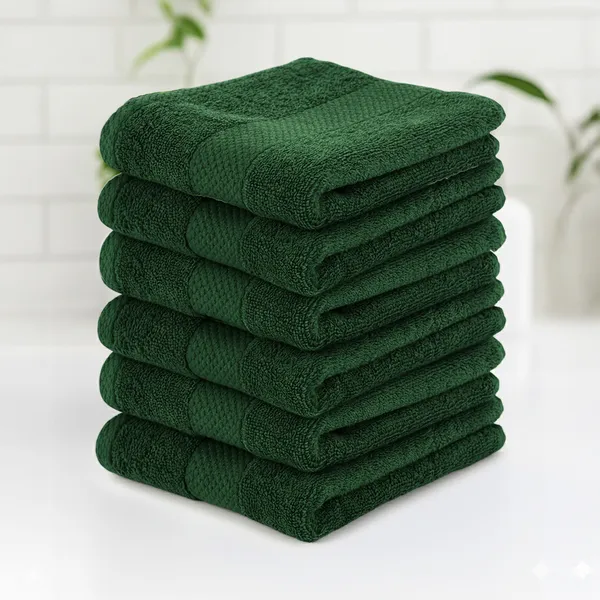 Castleton_Green_Hand_Towel_100%_Combed_Cotton_600_GSM_60x40_Cm_(Set_of_6)