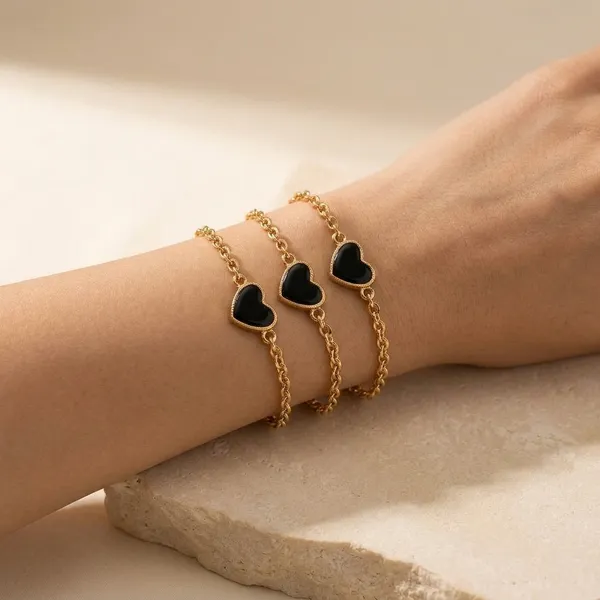 Heart_Bracelet_Black_-_Pack_Of_3