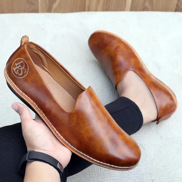 Tan_Synthetic_Leather_Loafers_For_Men_&_Boys