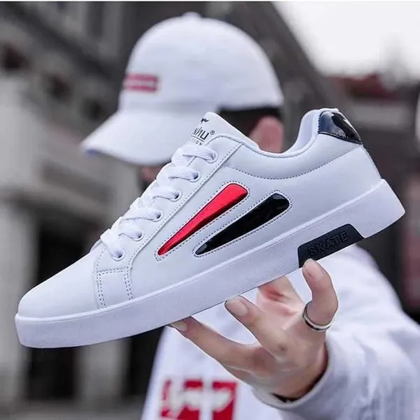 White_Synthetic_Leather_Sneakers_For_Men_&_Boys