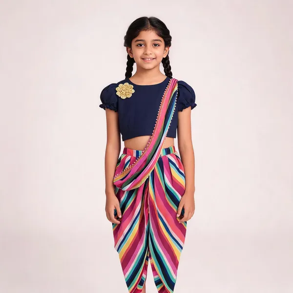 Peronica_Girls_Festive_&_Party,_Wedding_Kurta_And_Dhoti_Pant_Set_(Dark_Blue_Pack_Of_1)