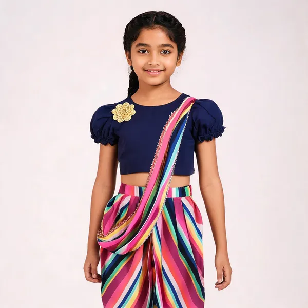 Peronica_Girls_Festive_&_Party,_Wedding_Kurta_And_Dhoti_Pant_Set_(Dark_Blue_Pack_Of_1)