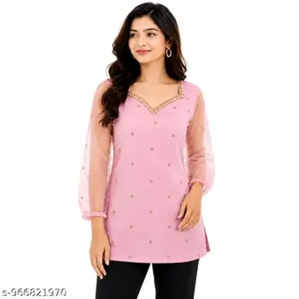Pink_Net_Tunic_Top_For_women