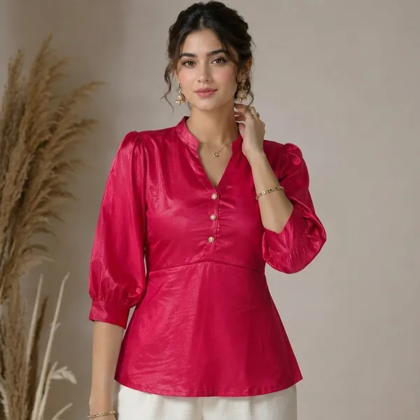 Red_Shine_Cotton_Peplum_Top_For_women