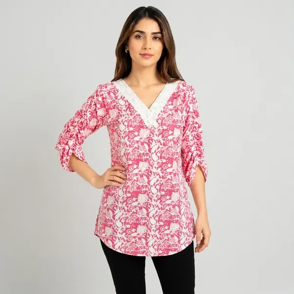 Pink_&_White_Cotton_Tunic_Top_For_women