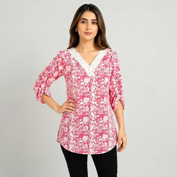 Pink_&_White_Cotton_Tunic_Top_For_women