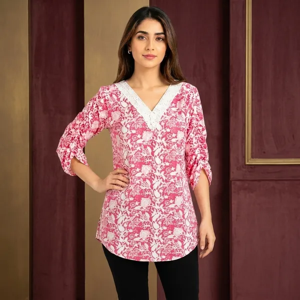 Pink_&_White_Cotton_Tunic_Top_For_women