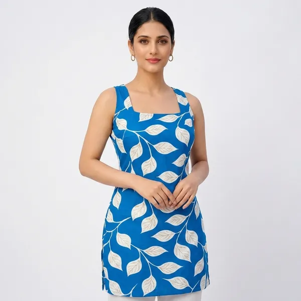 Blue_&_White_Cotton_Kurti_For_women