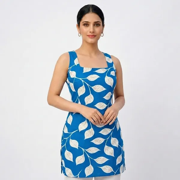 Blue_&_White_Cotton_Kurti_For_women
