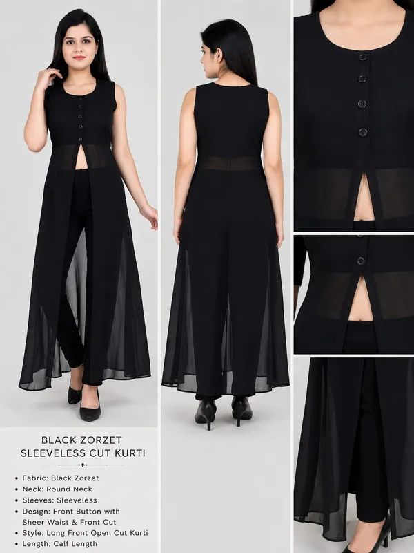 Black_Georgette_Long_Kurti_For_women