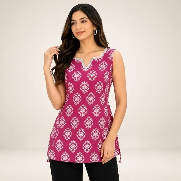 Red_&_White_Cotton_Kurta_For_women