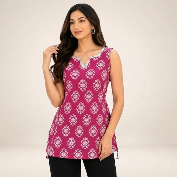 Red_&_White_Cotton_Kurta_For_women