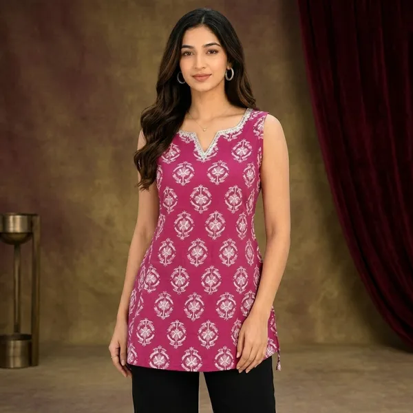 Red_&_White_Cotton_Kurta_For_women
