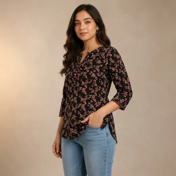 Black_&_Red_Cotton_Short_Kurti_For_women