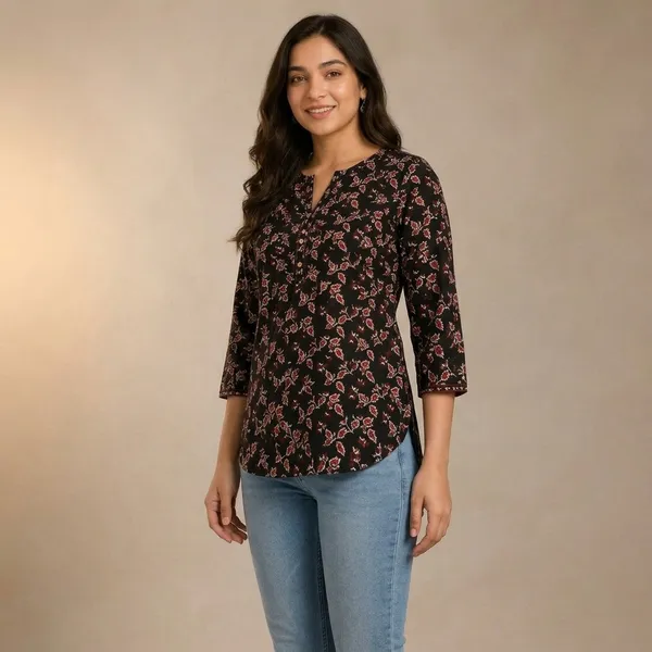 Black_&_Red_Cotton_Short_Kurti_For_women