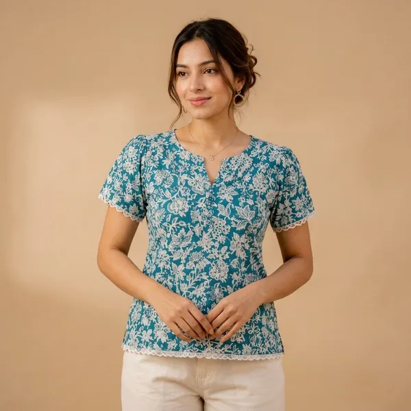 Blue_&_White_Cotton_Kurti_For_women