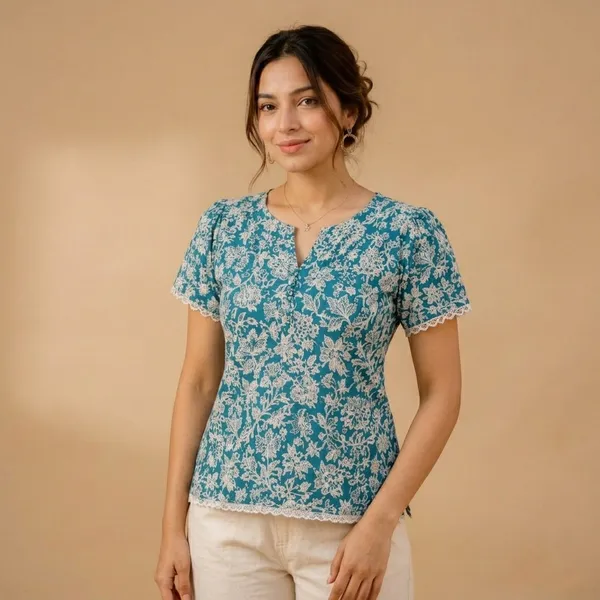 Blue_&_White_Cotton_Kurti_For_women
