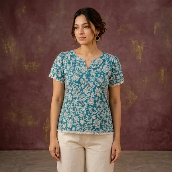 Blue_&_White_Cotton_Kurti_For_women