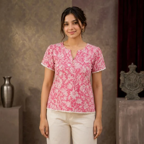 Pink_&_White_Cotton_Kurti_For_women