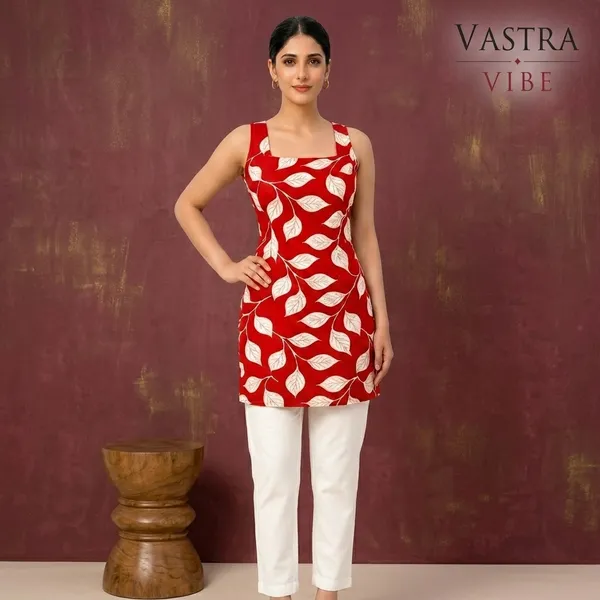Red_&_White_Cotton_Kurta_For_women