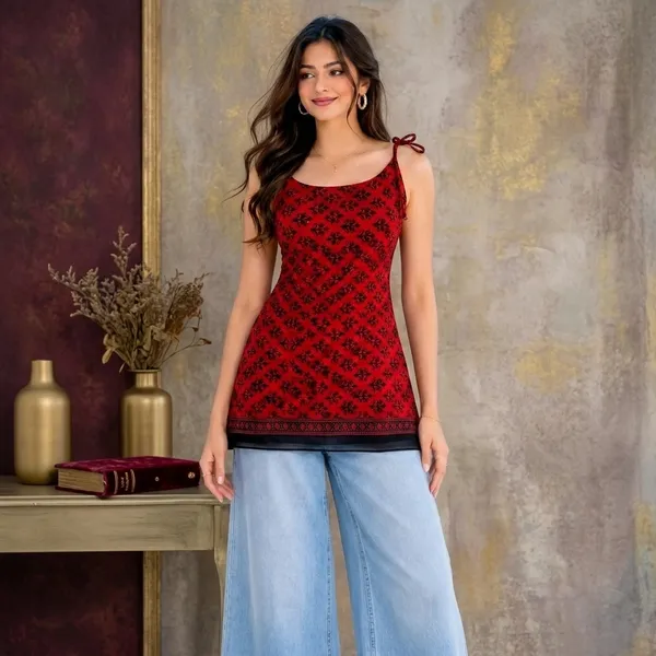 Red_Cotton_Cami_Top_For_women