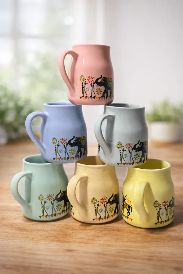 Pack_Of_6_Ceramic_Multi_Design_Elephant_Art_Multicolor_Cup_Set_Each_Elegant_And_Durable_Microwave_And_Dishwasher_Safe