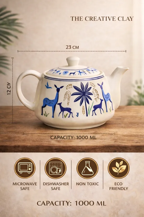 Handcrafted_Blue_Deer_Ceramic_Tea_Set_1000_Ml_Teapot_With_6_Cups_7_Pc_Set