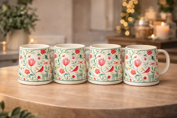 Set_Of_4_Mystic_Magenta_Ceramic_Coffee_Mug_300_Ml_Each_Handcrafted_In_India_Glossy_Finish_Microwave_And_Dishwasher_Safe