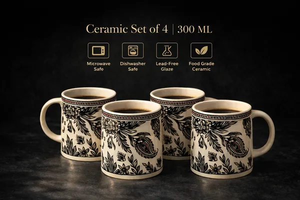 Set_Of_4_Noir_Blossom_Ceramic_Coffee_Mug_300_Ml_Each_Handcrafted_Black_Floral_Design_Microwave_And_Dishwasher_Safe_Food_Grade_Christmas_And_New_Year_Gift
