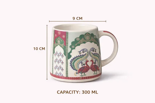 Set_Of__4_Ceramic_Tea_Coffee_Mugs_Peacock_Design_330_Ml_Each_Elegant_And_Durable_Microwave_And_Dishwasher_Safe