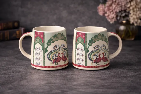 Set_Of_2_Ceramic_Tea_Coffee_Mugs_Peacock_Design_Pcs_330_Ml_Each_Elegant_And_Durable_Microwave_And_Dishwasher_Safe