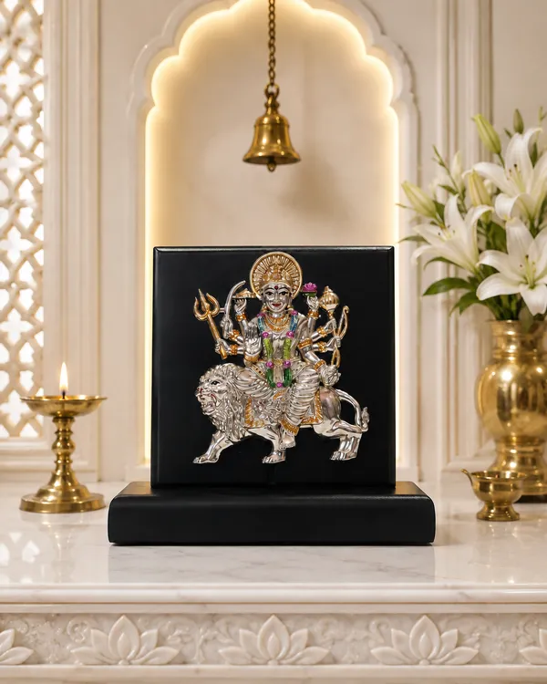Black_Silver_Plating_Wooden_Base_Resin_Idol_For_Home_Decor