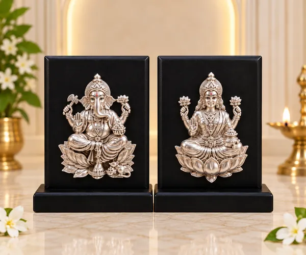 Silver-Tone_Lakshmi_Ganesh_Idol_Pair_With_Black_Bases