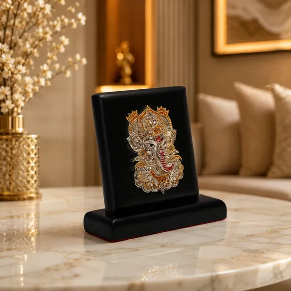 Black_Silver_Plating_Wooden_Base_Resin_Idol_For_Home_Decor