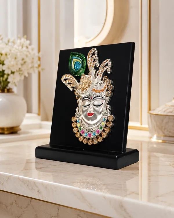 Black_Silver_Plating_Wooden_Base_Resin_Idol_For_Home_Decor