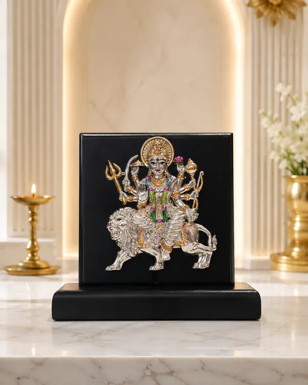 Black_And_Red_Silver_Plating_Wooden_Base_Resin_Idol_For_Home_Decor